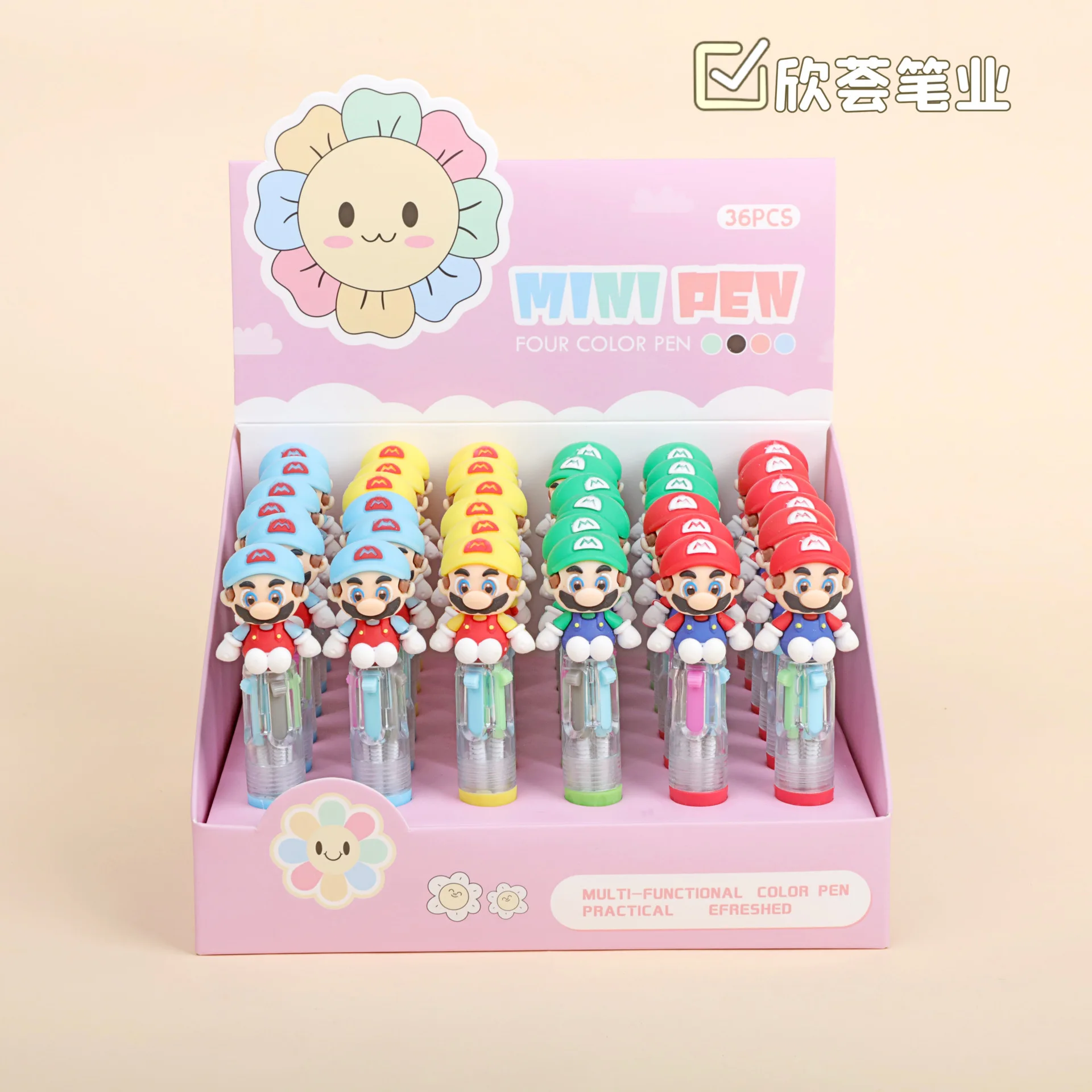 

6/36pcs New Super Mario pens four-color mini neutral pens portable click pen student account pens study supplies stationery gift