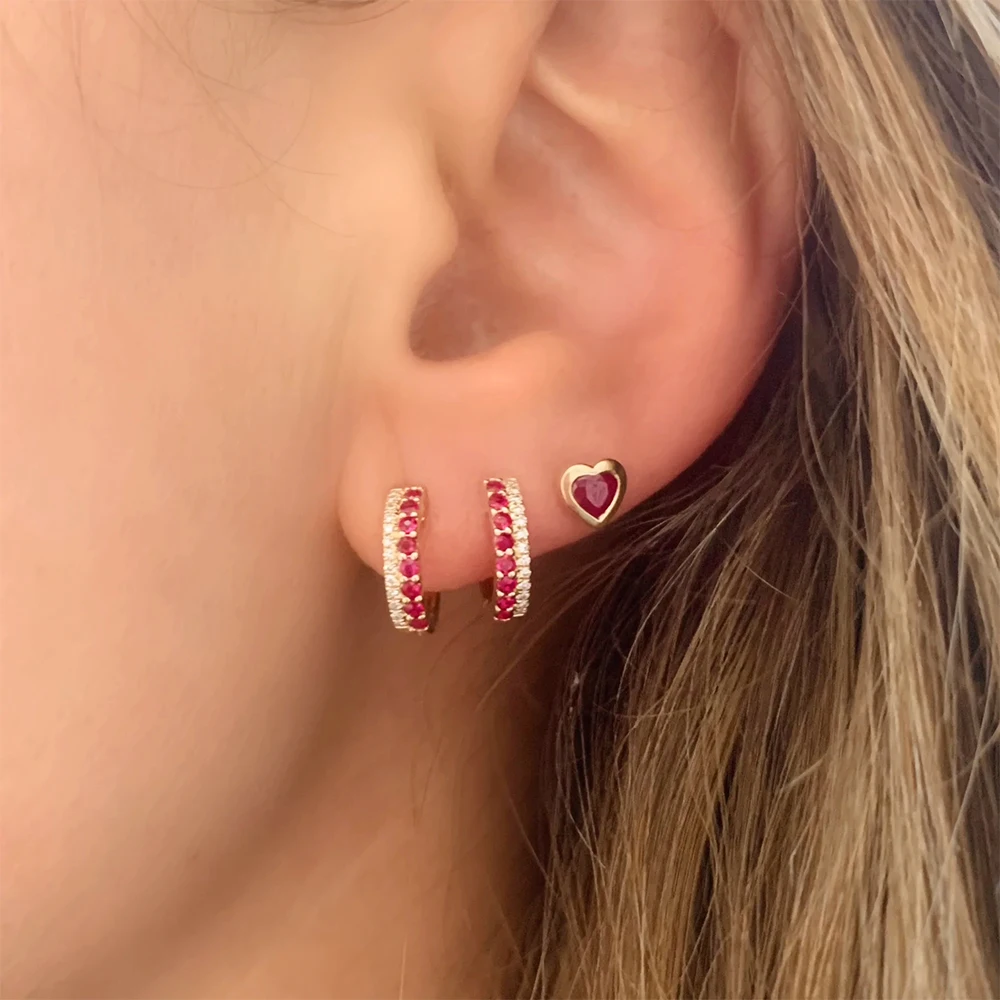 CANNER Trendy Colorful Zircon 925 Sterling Silver Hoop Earrings For Women Girl Circle Round Earring Party Engagement Jewelry