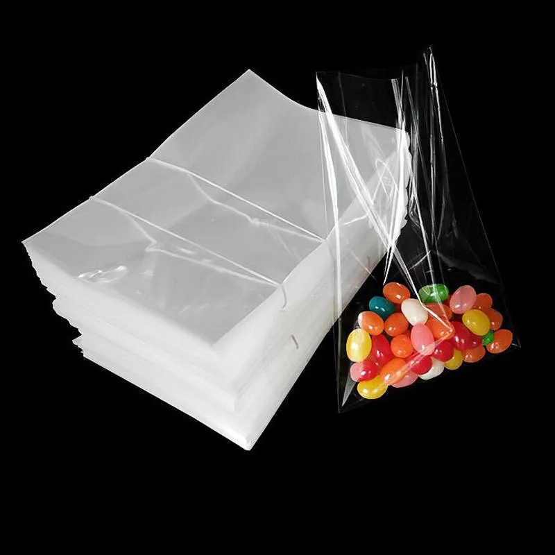 100pcs Clear Flat Open Candy Bags Cookies Chocolate Packaging Bag Wedding Party Sweets Lollipop OPP Plastic Gift Bag