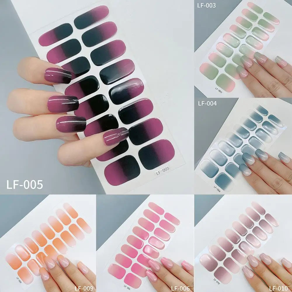 

DIY Manicure 3D Gradient Color Supplies Cute Sticker Full Cover Decor Nail Wraps Decal Waterproof Self-adhesive Nail Decal