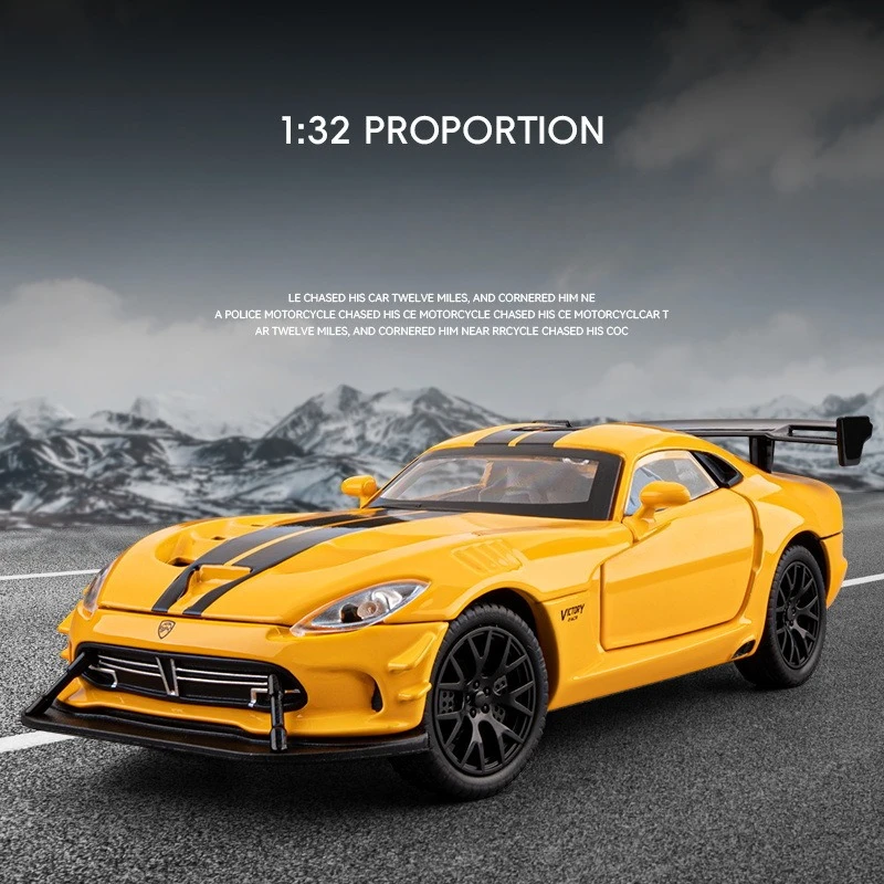 

Модель спортивного автомобиля Viper SRT 1:32 из сплава, литая металлическая гоночная машина, модель автомобиля со звуком и светом, имитация, детская игрушка, подарки