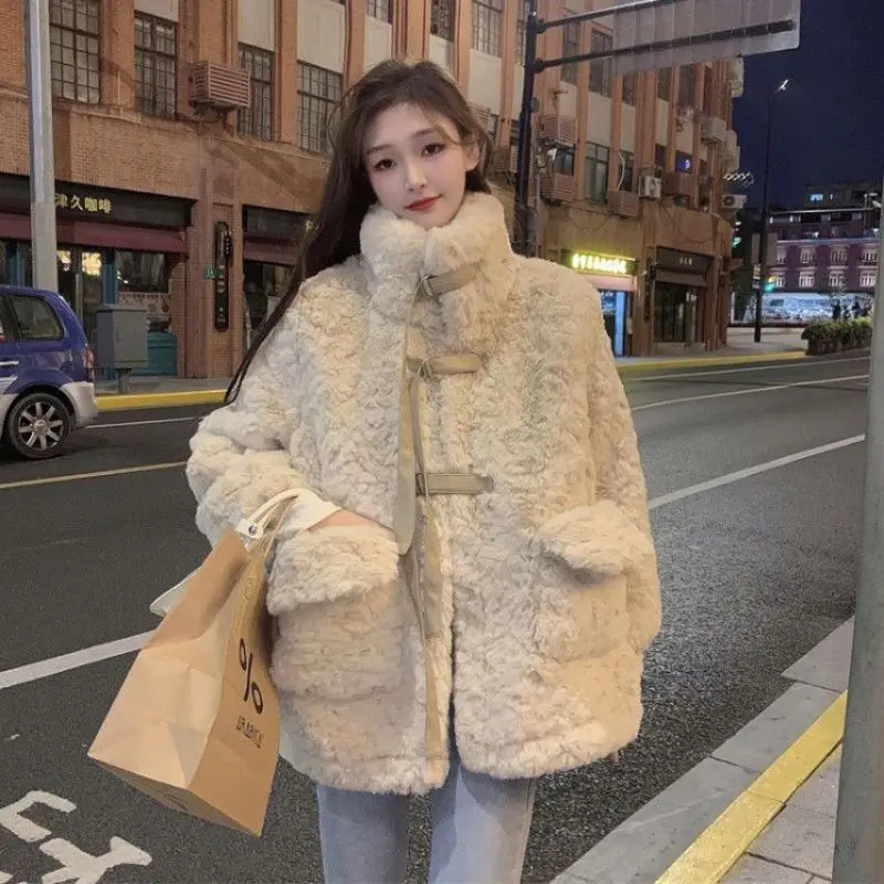 Women Autumn Winter Warm Lamb Jacket Bottoming Shirt Denim Pants 1 or 3 Piece Set Korean Lady Garceful Coat Tops Jeans Outfits