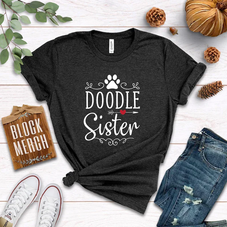 

Doodle Sister Shirt Lover Shirt Funny Gift Ladies Cute Plus Size O Neck Graphic T-shirt Short Sleeve Casual Top Tees 100%cotton