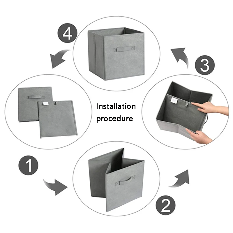 Cube Boîte de rangement pliante non tissée avec poignée, bacs de rangement en tissu pour jouets, vêtements, maison, Cisco, bureau, pépinière,