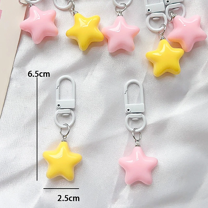 Cute Milk Yellow Pink Stars Keychain Chubby Pendant Keyring For Girls Gifts Backpack Charm Headphone Case Accessories