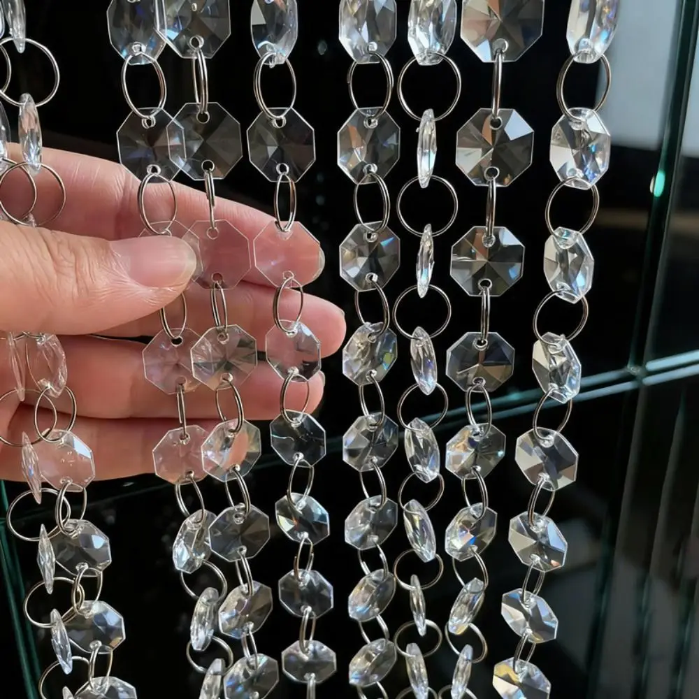 10PCS 100cm Clear Beaded Curtain Transparent Decoration Acrylic Chandelier Chain Shinning Hanging Chandelier Accessories