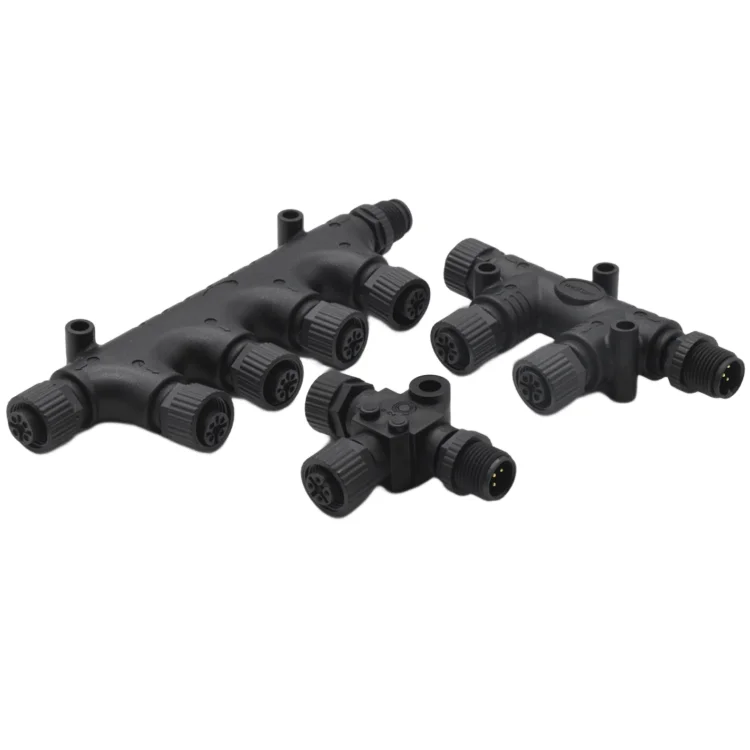 NMEA 2000 M12 5 Pin T-Type Splitter Connector, 3/4/6 Way Plastic Marine Waterproof Connector for Ship Marine Cable Bus Interface