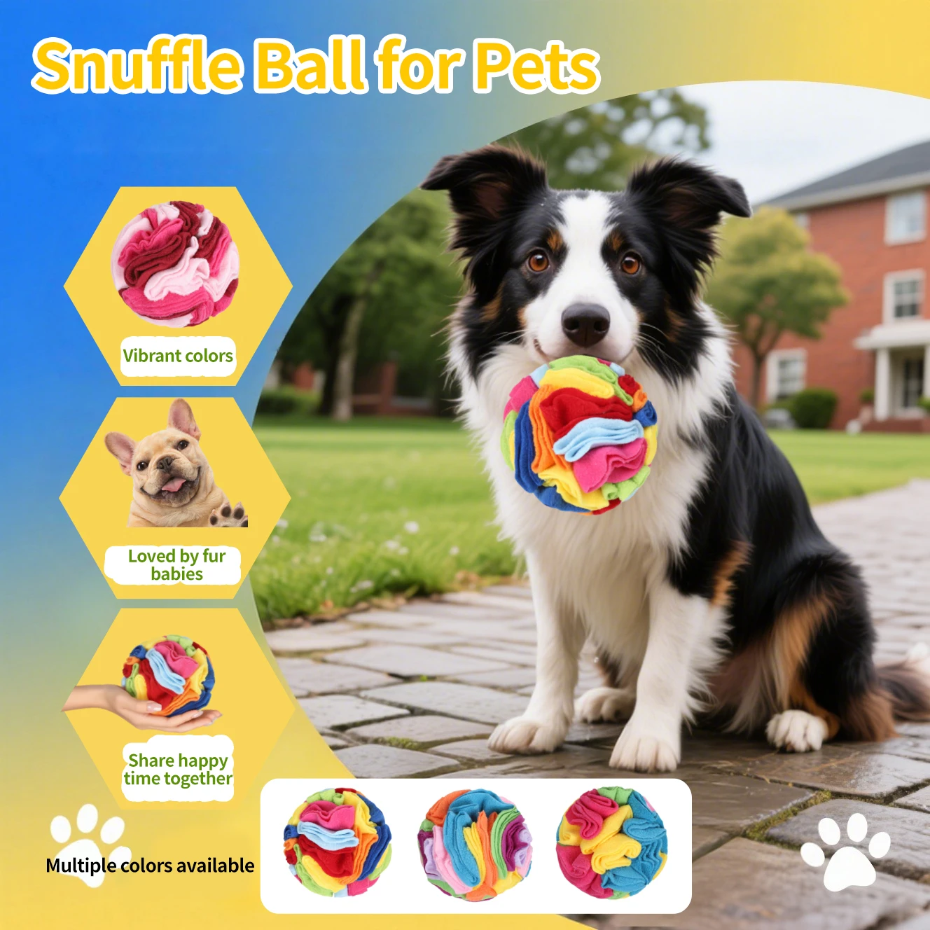 Balle de reniflement pour chiens, jouet interactif de recherche de nourriture, balle d'entraînement olfactive colorée, distributeur de nourriture lent anti-stress pour chiens