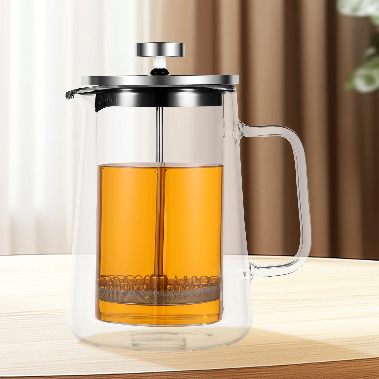 350/650/1000ml French Press Coffee Maker Double Wall Glass French Press Clear French Press Tea Maker Multifunctional Coffee