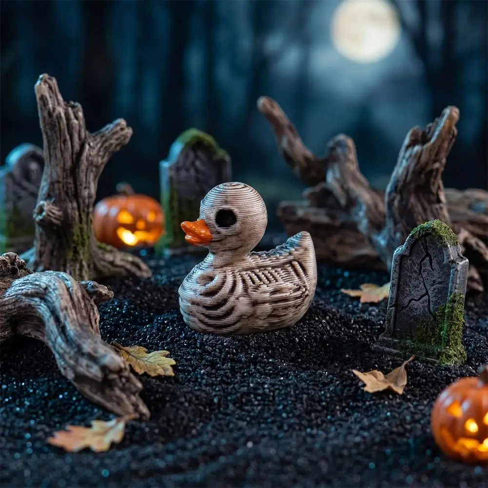 20/40PCS Gothic Skeleton Duck Sculpture Halloween Horror Themed Resin Statue Desktop Display Decorative Ornament Halloween