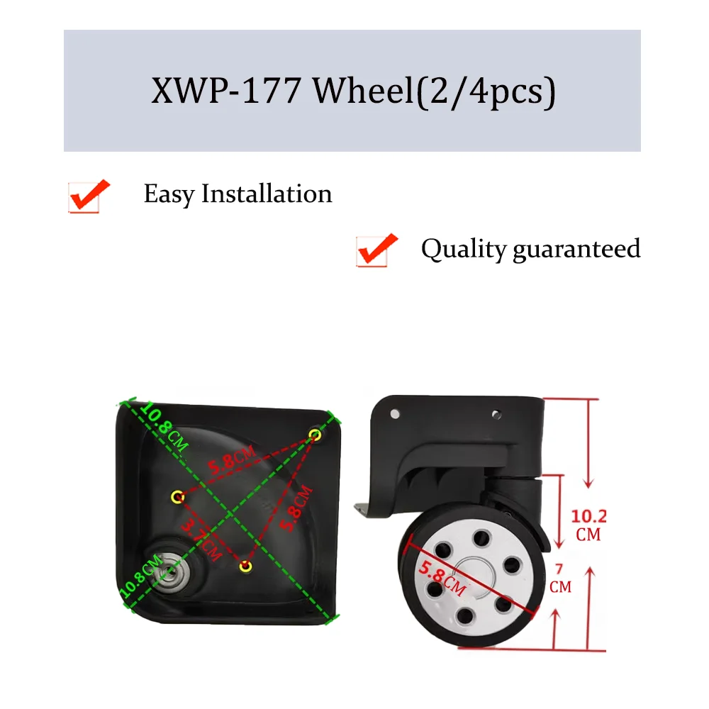 

XWP-177 Universal Wheel Replacement Trolley Case Luggage Pulley Silent Smooth Shock Absorbing Convenient Accessories CasterWheel