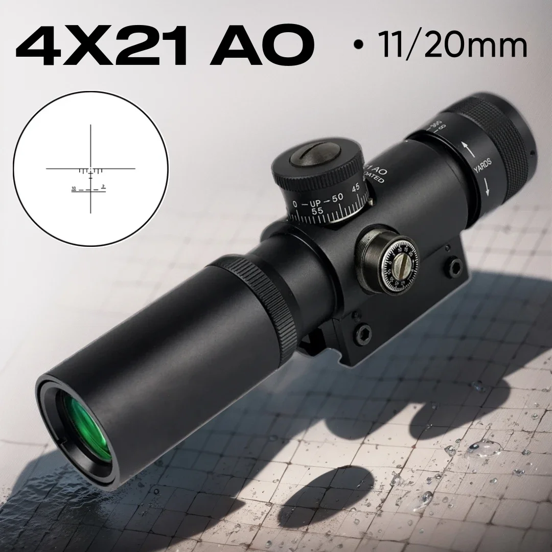 

Hunting Glass Etched Reticle Riflescopes Hunting Rifle Scope Tactical Optical Sight Rail Carbine Scope 4x21 AO 11mm 20mm