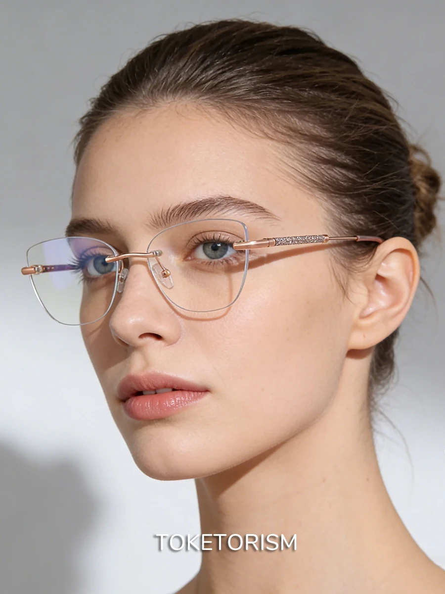 Toketorism Rimless Glasses For Women Trendy Eyeglasses Clear Lenses Optical Eyeglass Frames