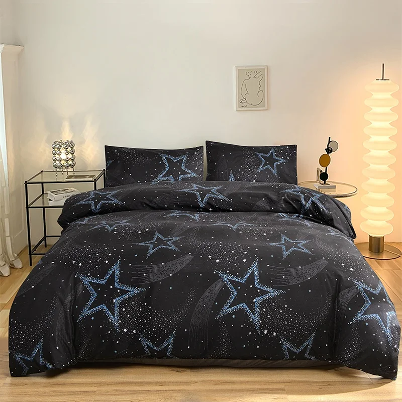 1pc Duvet Cover,Soft Polyester Star Shining Print Or AB Side Pattern Quilt Cover King Comforter Cover Skin-Friendly 220*240cm