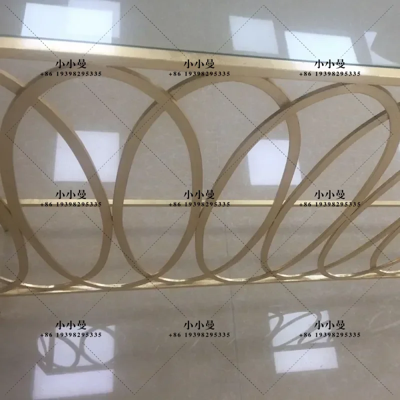 American Style Oval Iron Sheet Rectangular Entrance Table Gold Foil Coffee Table Dongguan Hardware Furniture Light Luxury