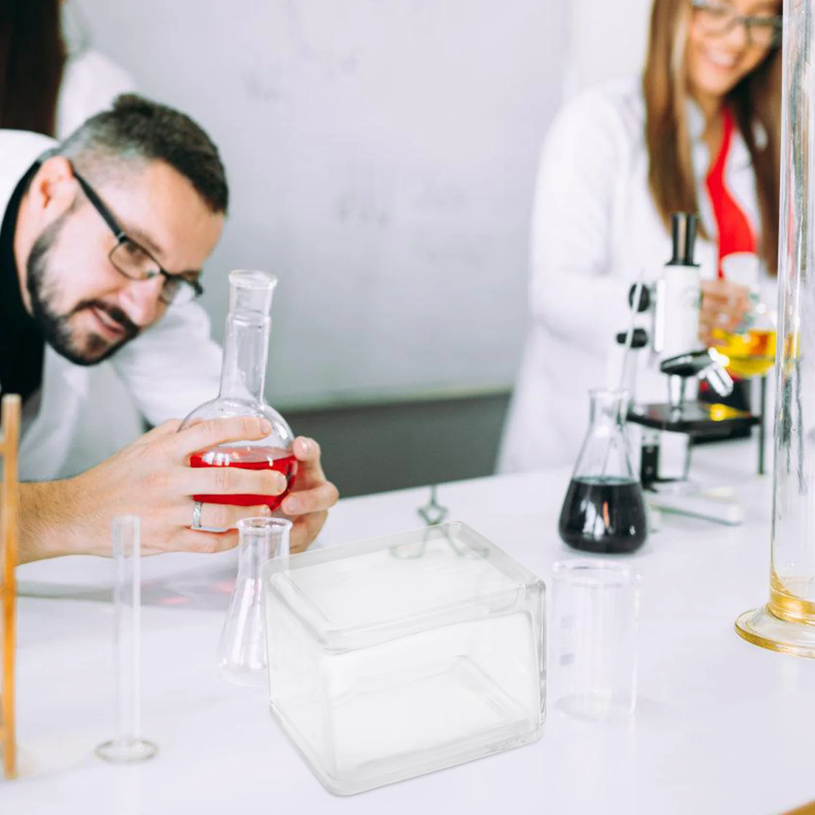 Glass Staining Jar 20 Slides Vertical Horizontal Round Staining Rack for Microscope Laboratory Histology Pathology Samples