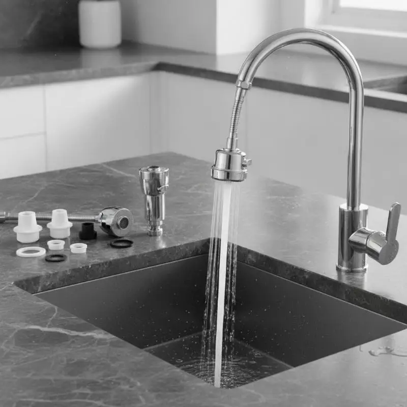 High-Pressure Faucet Connector 360-Degree Swivel Solid Rigid Hose Long Lasting for Pet Bathing Use