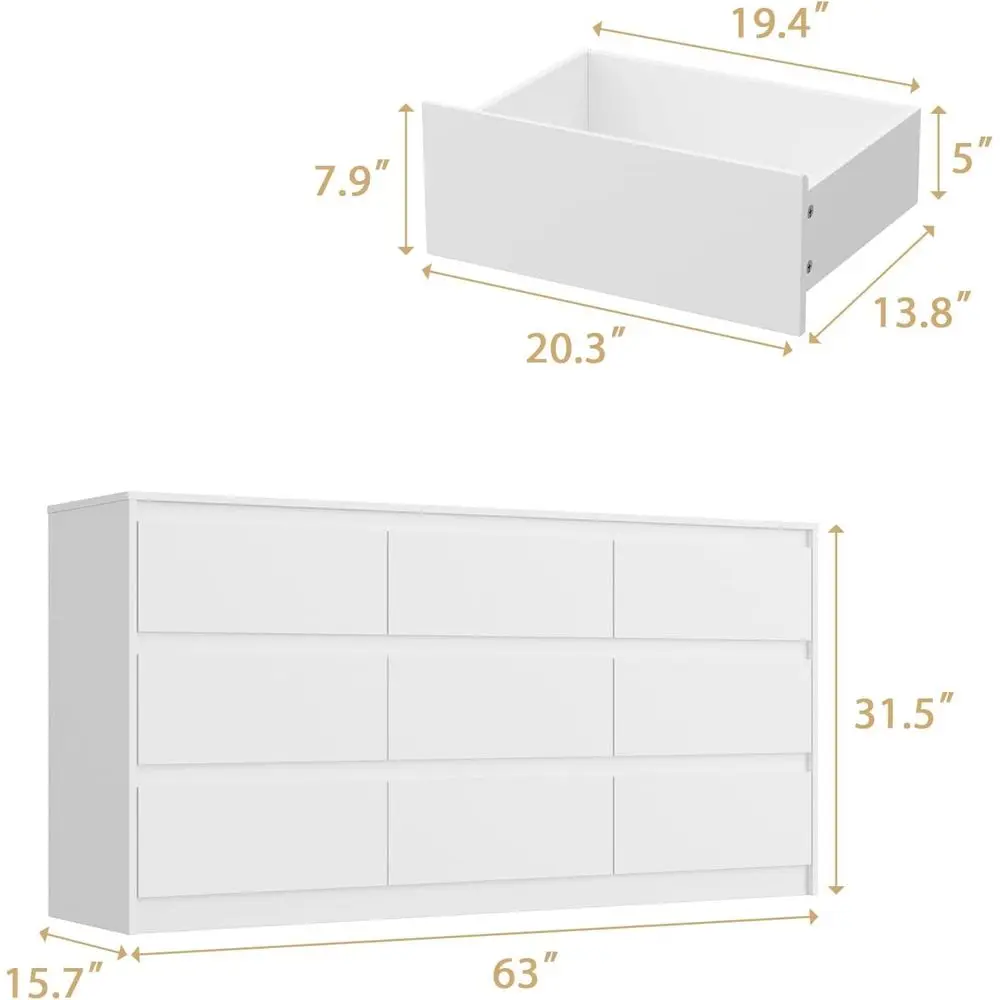 침실, 거실 또는 복도용 63칸 나무 서랍장 정리함 (화이트)