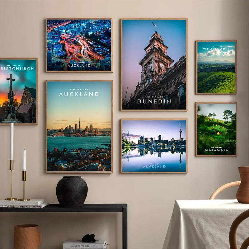 Modern Travel to New Zealand Commemorative Poster Prints Famous City Attractions Landscape Canvas Painting Wall Art Home Decor