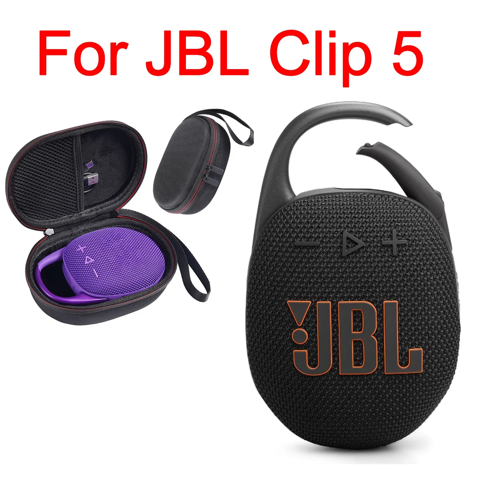 Hard EVA Case for JBL Clip 5 Portable Bluetooth Speaker - Storage Protective Travel Carrying Bag Portable BT Speaker