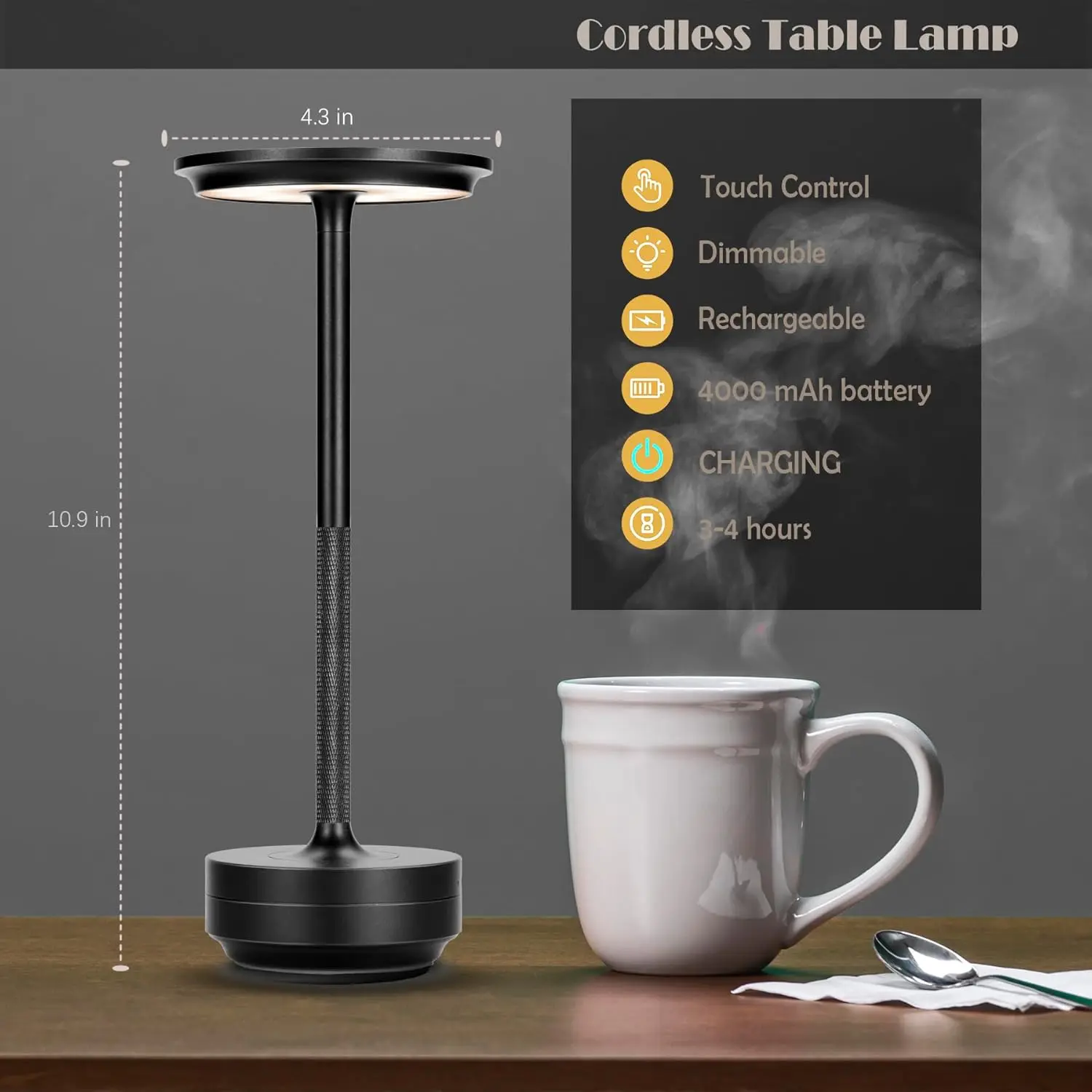 

2 Pack Led Cordless Table Lamps,Rechargeabletable Lights Battery Operated Lamps,Portable Touch Mini Small Battery Lamps For