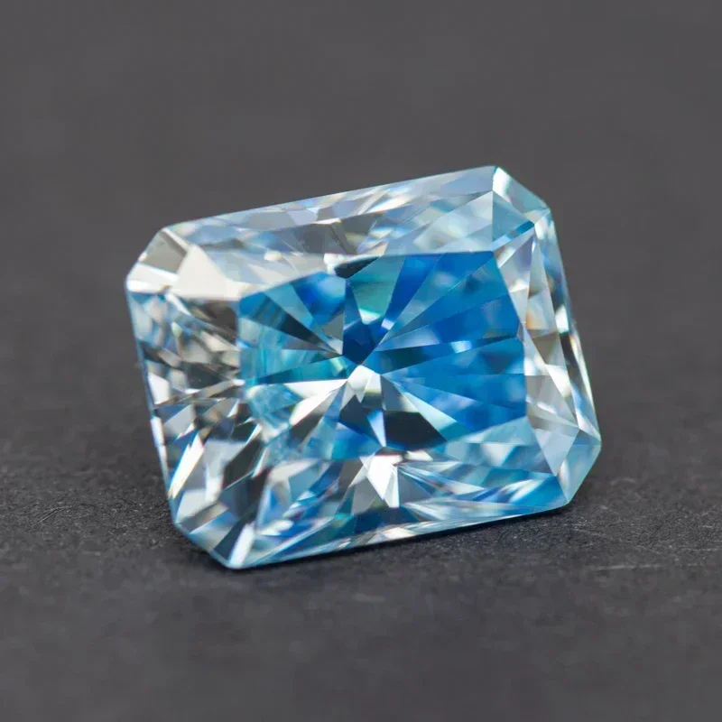 Piedra moissanita de corte radiante, Color azul hielo VVS1 con certificado GRA para dijes de piedras preciosas, cuentas para fabricación de joyas