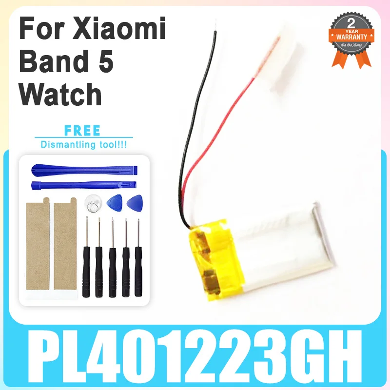Совершенно новый аккумулятор PL401223GH емкостью 125 мАч/130 мАч для Xiaomi Mi Band 5 MiBand 5, GPS, альпинистские часы для бега, 2 провода