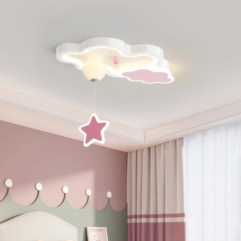 Modern Children's Room Cloud Ceiling Lamp Blue Pink Star Cloud Lamp Cute Warm Princess Room Baby Room Girl Bedroom Ceiling Light