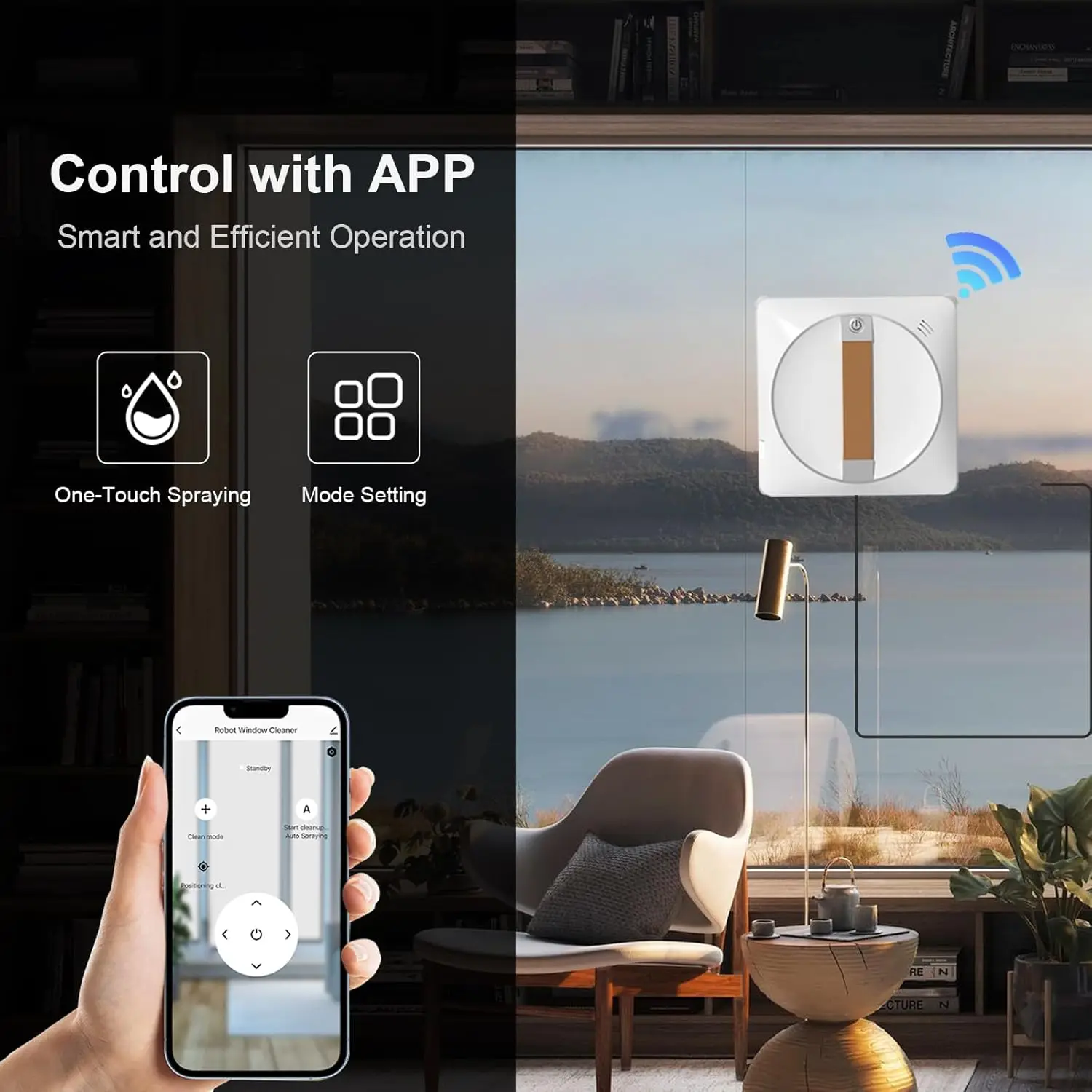 Smart Window Cleaning Robot - Dual Water Spray, Remote Control, High Suction Power, Wet/Dry Cleaning, Indoor/Outdoor Use