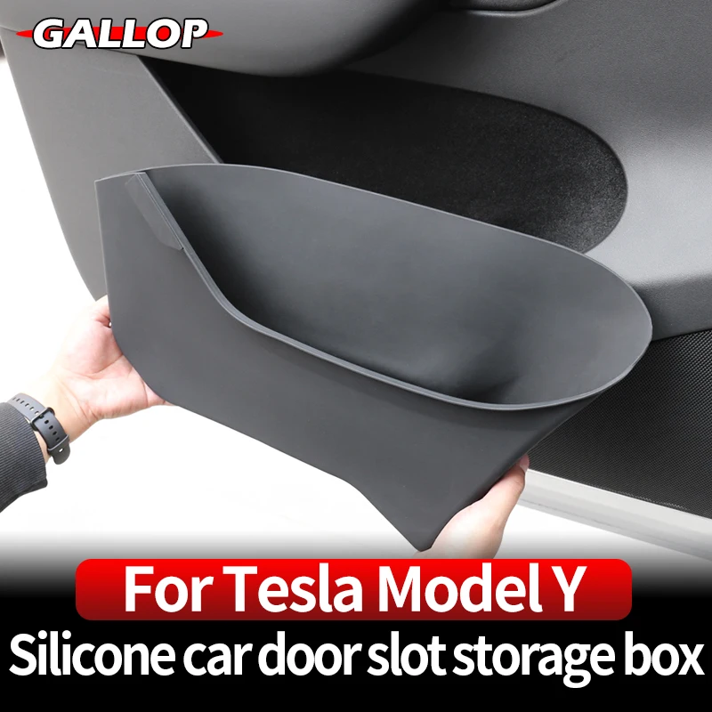 For Tesla Model Y Car Front Rear Door Slot Storage Box Silica Gel Storage Organizer Protective Interior Decoration Accessories