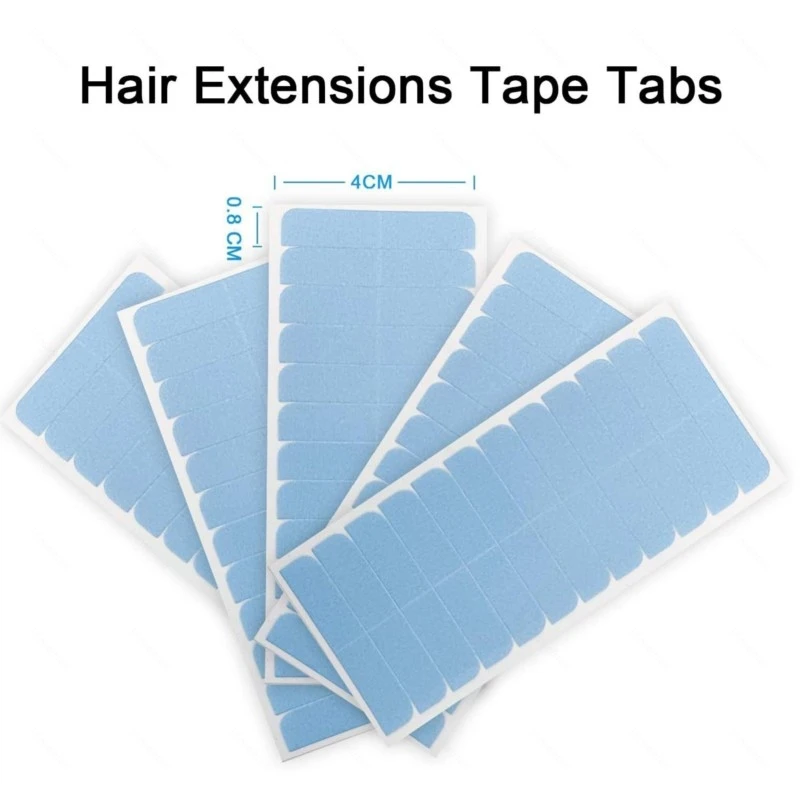 10pcs 20pcs 50pcs Tape Hair Glue Double Side 4x0.8cm Water proof Blue Adhesive For Tape In Hair Extensions 12raws/pc