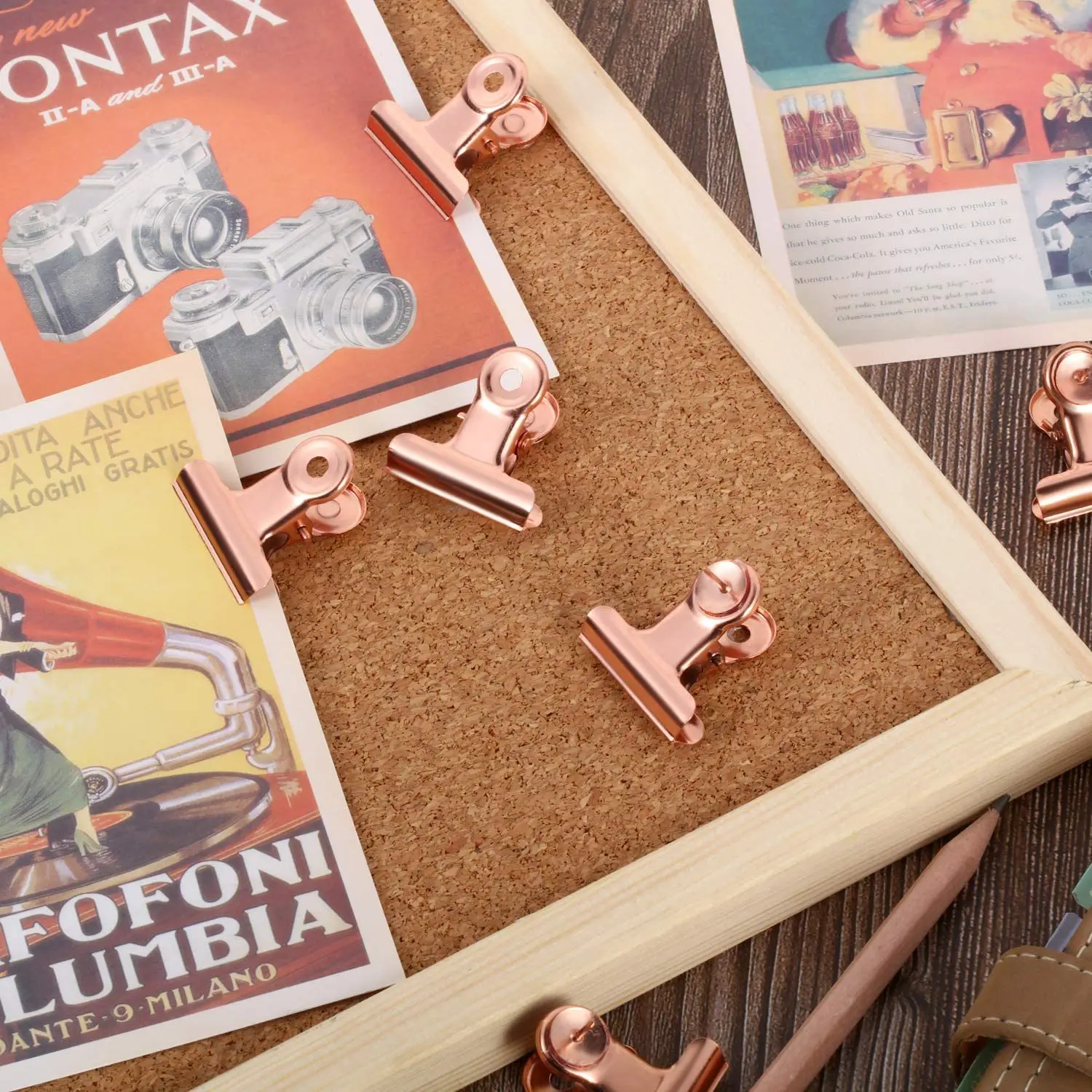 20 قطعة من مشابك دبوس الضغط المعدنية باللون الذهبي الوردي 22 مم - مشابك البلدغ المزخرفة لتجليد المستندات وتثبيت الورق (اللوازم المكتبية)