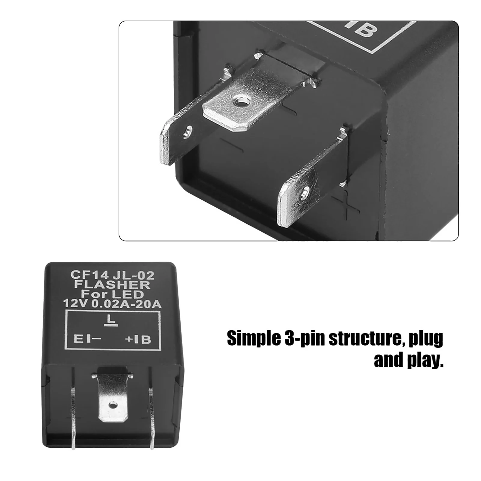 Flasher Relay LED Relay LED Flasher Relay CF14 JL-02 3-Pin LED Flasher Flash Relay for Turn Signal Light Hyper Flash Fix 12V