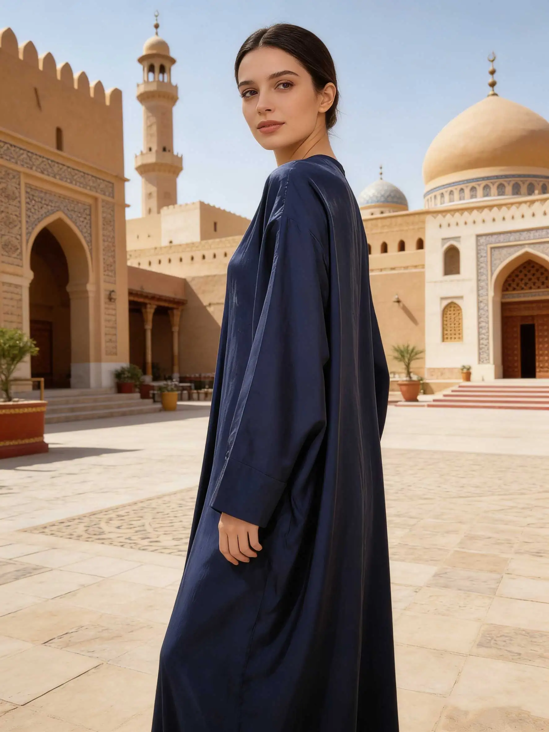 Kardigan z rękawami nietoperzowymi, otwarta niebieska abaja, skromna muzułmańska szata, kimono plus size w stylu Dubai, sukienka Corban Eid, odzież wierzchnia dla kobiet, płaszcze.