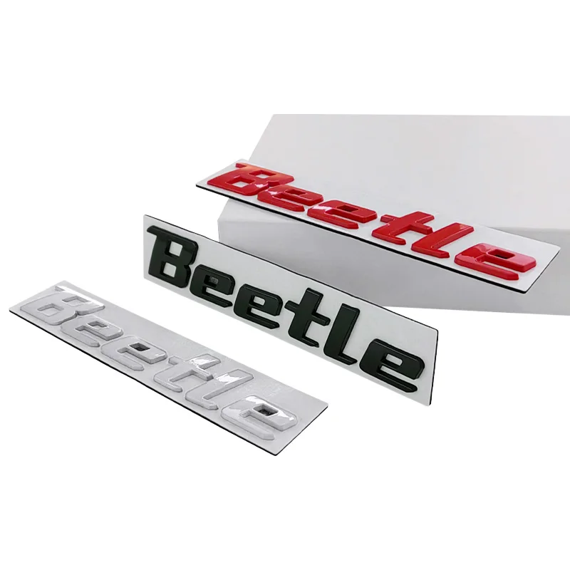 3d Metal Chrome Black Logo Beetle Emblem Letters Nameplate Car Trunk Fender Badge For Beetle Sticker Accessories