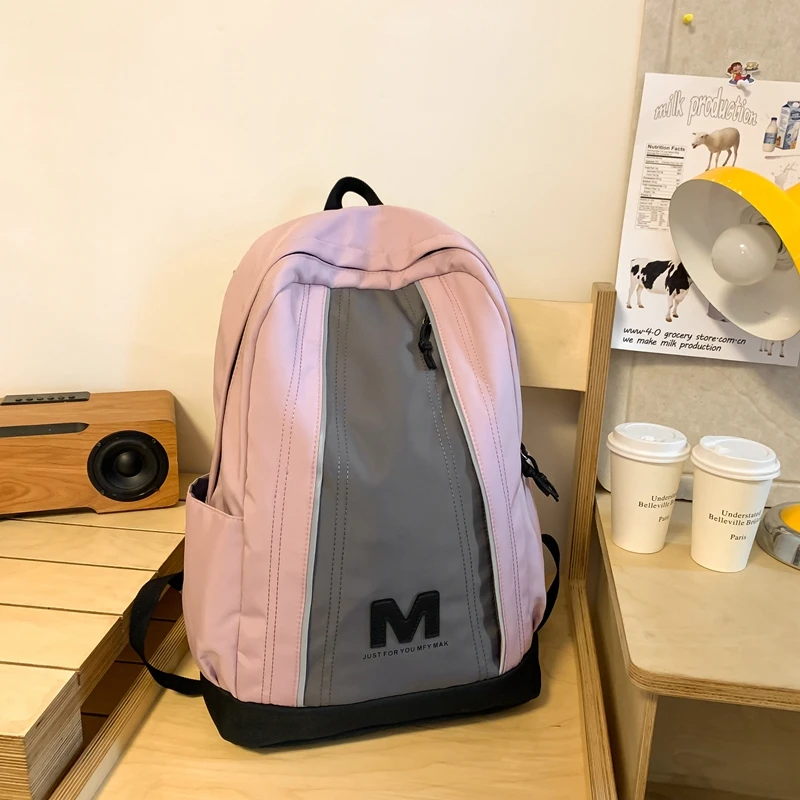 

Nylon Casual Large Capacity Backpacks High Quality Simple Color Matching Style Schoolbags for Women 2024 Versatile Couple Style