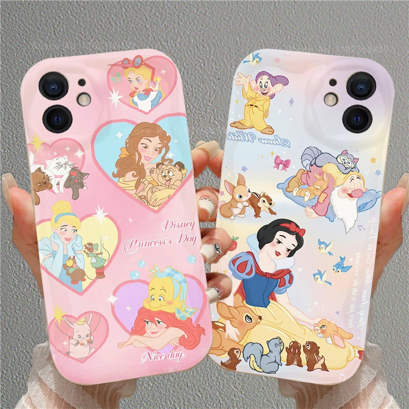 Disney Princess Cinderella Alice Soft TPU Silicone Case For iPhone 15 14 13 12 11 Pro Max X XR XS 8 7 Plus SE 2020 3D Wave Cover