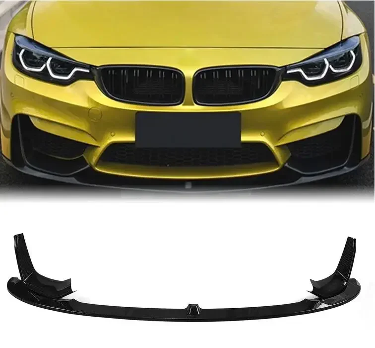 4PCS/SET ABS PAINT CARBON FRONT BUMPER SPOILER LIP SPLITTERS WIND KNFE COVER For BMW F80 M3 F83 F82 M4 2015-2020