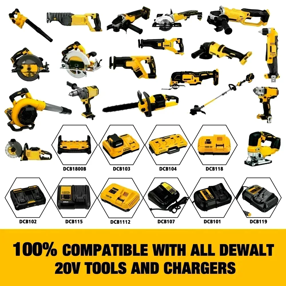 Литиевая сменная батарея для DEWALT Tool 18 в DCB112 DCB184 DCB200 DCB180DCB181DCB182 DCB201,20 в 6 Ач