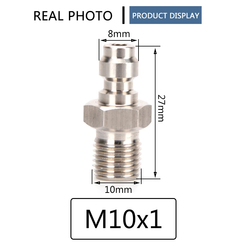 3pcs Stainless Steel Quick Coupler M10x1 Thread 8MM Filling Head Plug Adapter Quick Connect Fittings Couplings Air Pumps Parts