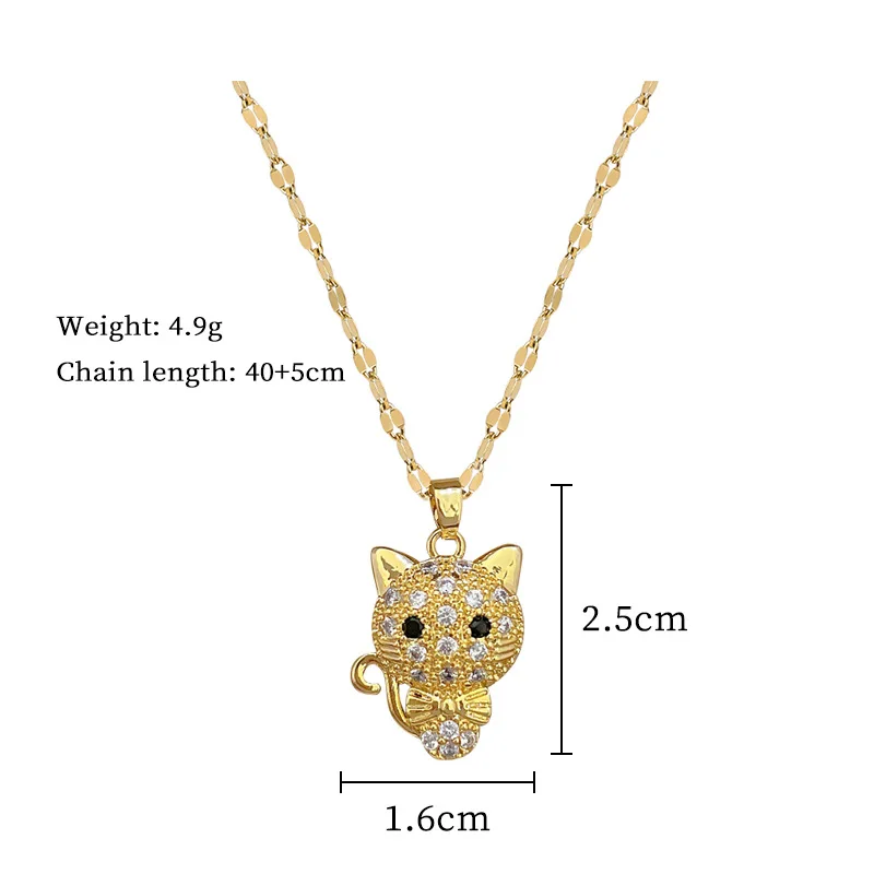 Fashion Simple Cute Bow Cat Pendant Necklaces for Women Classic Stainless Steel Jewelry Accessories Sweet Gifts for Lover