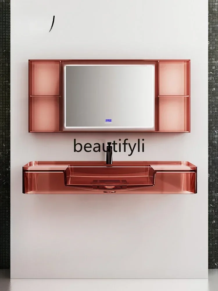 

Transparent resin color wall-mounted basin Wash basin Wall-mounted basin Designer hotel B & B face wash table