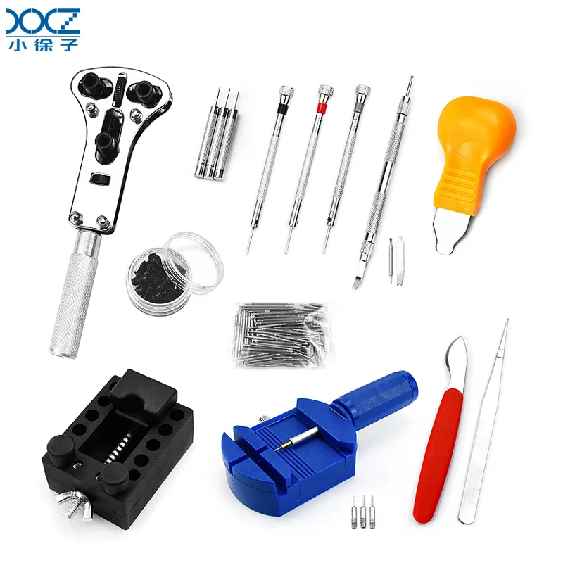Das Uhrenreparaturwerkzeugset enthält eine Öffnungs-/Einstellvorrichtung mit drei Backen und 108-Ohrschraubendrehern mit vollständiger Spezifikation