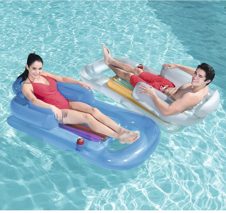 Pool Rafts Inflatable Ride-ons Play Water Fun Fold PVC Sofa Inflate Lounge Chair Floating Summer Swimming Seaside Beach 161cm
