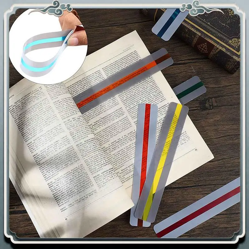 ABIJ-24 Pcs Guided Reading Strips Set Colored Overlays Dyslexia Tools Correction Gels Lighting Filter Plastic Sheets Bookmark