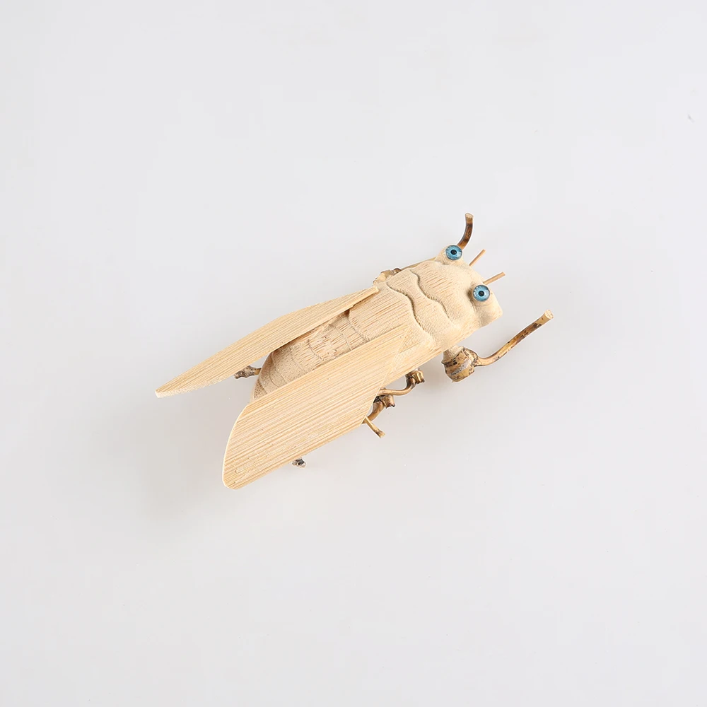 Handmade Natural Bamboo Cicada Ornament Imitation Insect Decoration Children Kids Learning Educational Developmental DIY Toy