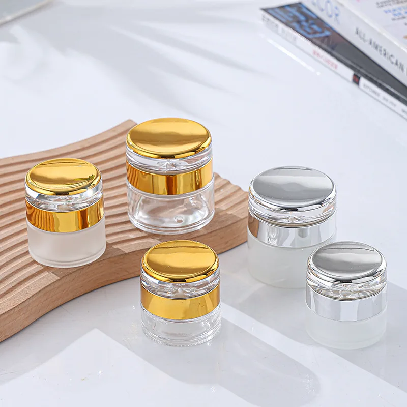 50pcs 20g 30g 50g Clear Frosted White Glass Candle Jars Cosmetic Face Cream Jar Pot Refillable Empty Bottle Container