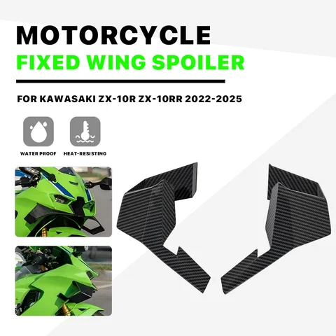 오토바이 페어링 전면 고정 윙 카와사키 ZX-10R ZX10R ZX 10RR 2022-2025 액세서리 공기역학적 윙렛 스포일러