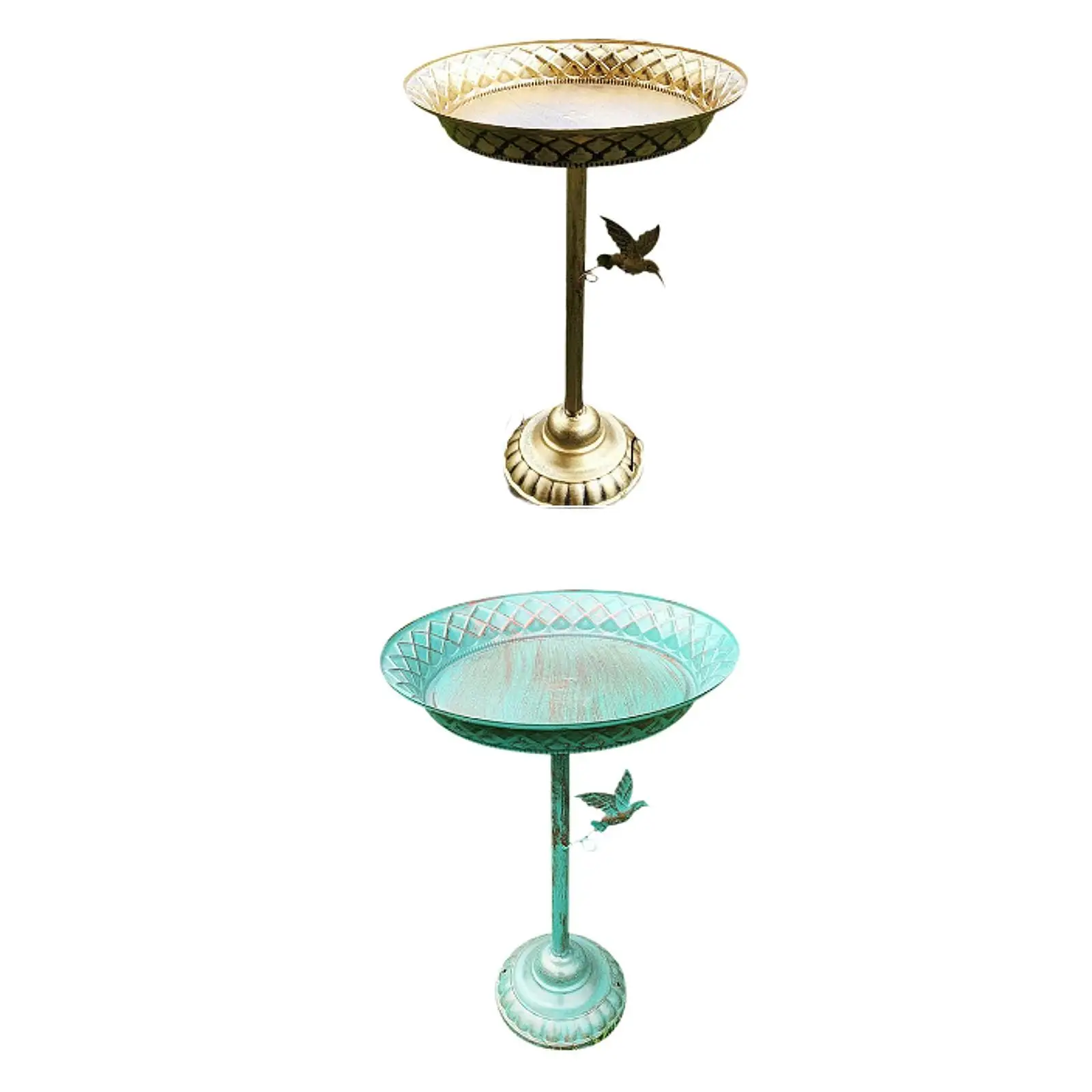 

Bird Bath Cast Iron Pedestal Drinker Plate Birdfeeder for Home Deck Yard