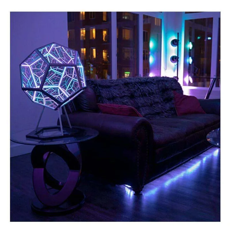 Infinity Dodecahedron Creative Cool Colorful Geometric Art Night Light With Stunning Visual Effects Perfect For Home Decor